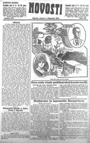 Novosti : 16,267(1921) / odgovorni urednik Lj. Z. Kara.