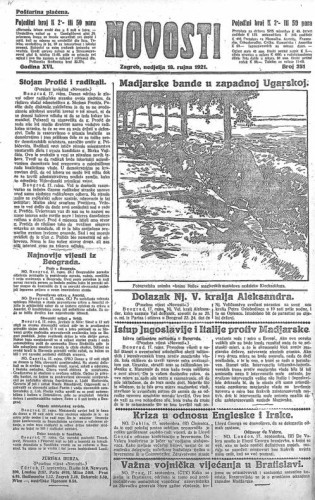 Novosti : 16,251(1921) / odgovorni urednik Lj. Z. Kara.