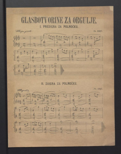 Glasbotvorine za orgulje / [pl.Zajc].