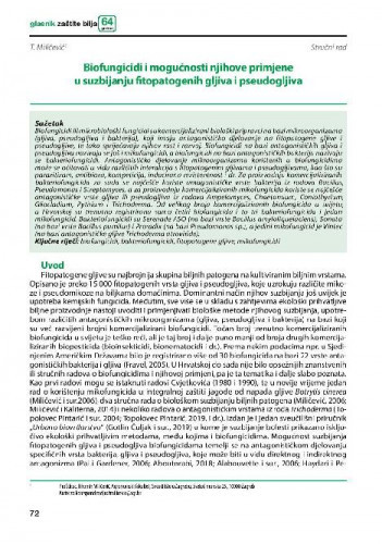Biofungicidi i mogućnosti njihove primjene u suzbijanju fitopatogenih gljiva i pseudogljiva   / Tihomir Miličević.