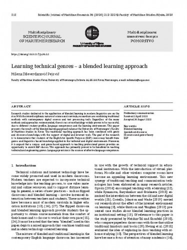 Learning technical genres : a blended learning approach / Milena Dževerdanović Pejović.