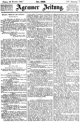 Agramer Zeitung : 25,299(1850) / für die Redaktion verantwortlich Ivan Sonvan