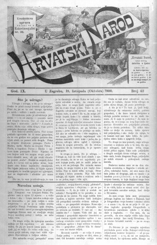Hrvatski narod : 9,42(1900) / odgovorni urednik Ivan Ružić.