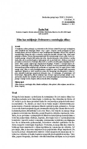 Film kao mišljenje : Deleuzeova "ontologija slika" / Žarko Paić.
