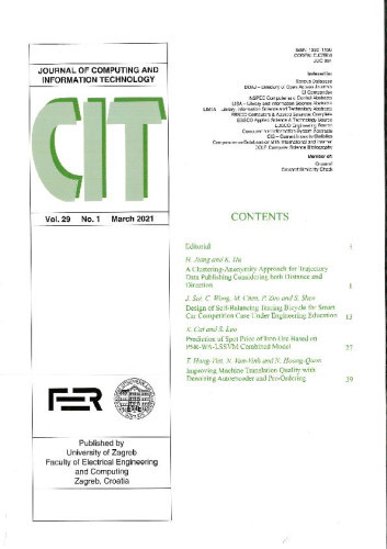 Journal of computing and information technology :  CIT : 29,1(2021) / editor-in-chief Vlado Glavinić