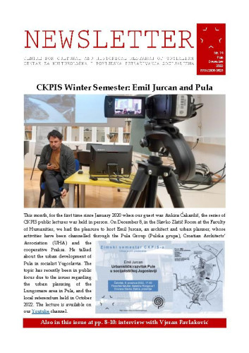 Newsletter : 74(2022)  / Centre for Cultural and Historical Research of Socialism = Centar za kultorološka i povijesna istraživanja socijalizma ; editors Igor Duda, Anita Buhin.