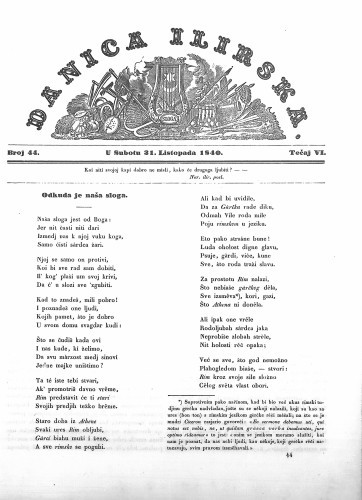 Danica ilirska : 6,44(1840) / učrednik Ljudevit Gaj.