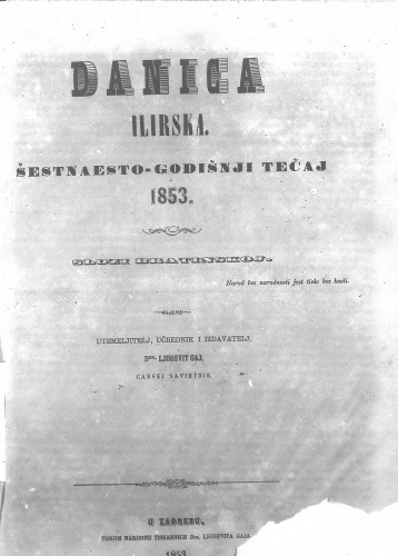 Danica ilirska : 16,1(1853)  / učrednik Ljudevit Gaj.