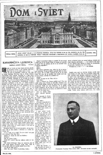 Dom i sviet  : ilustrovani list za zabavu, pouku i viesti dnevnih dogadjaja, javnom i društvenom životu, umjetnosti i znanosti, trgovini, obrtu, glazbi i kazalištu : 31,23(1918) / urednik Rudolf Kugli.