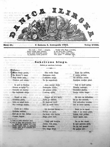 Danica ilirska : 18,41(1864)  / urednik Ljudevit Gaj.