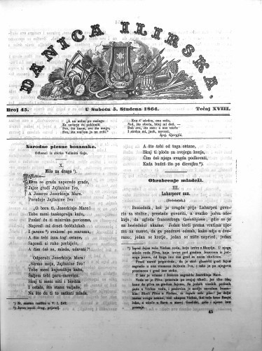 Danica ilirska : 18,45(1864)  / urednik Ljudevit Gaj.
