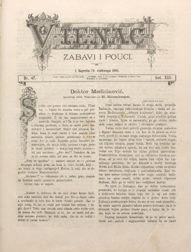 Vienac : zabavi i pouci. : 13,47(1881) / urednik August Šenoa.