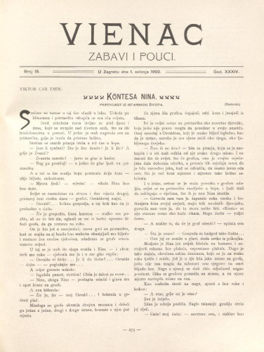 Vienac : zabavi i pouci. : 34,18(1902) / uredjuje Gjuro Arnold.
