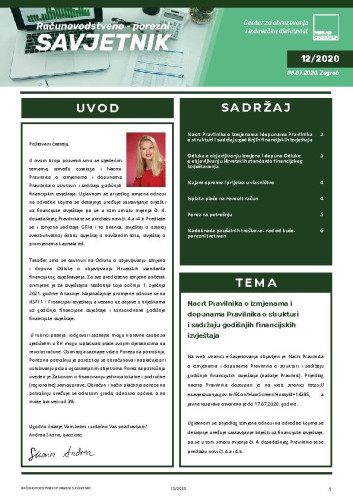 Računovodstveno-porezni savjetnik : 12(2020)  / glavni urednik Ivana Lukić.