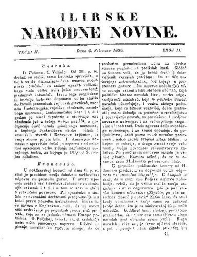 Ilirske narodne novine : 2,11(1836)   / [urednik Ljudevit Gaj].