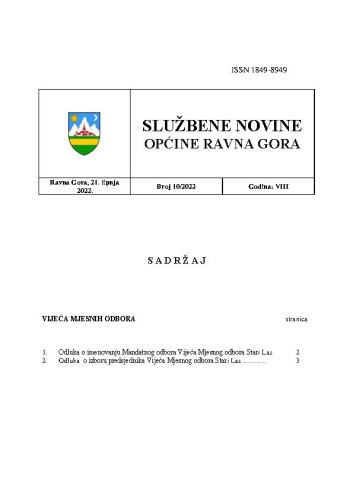 Službene novine Općine Ravna Gora :  službeno glasilo Općine Ravna Gora : 8,10(2022) / glavni urednik Mišel Šćuka.