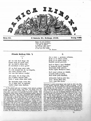 Danica ilirska : 8,21(1842) / učrednik Ljudevit Gaj.