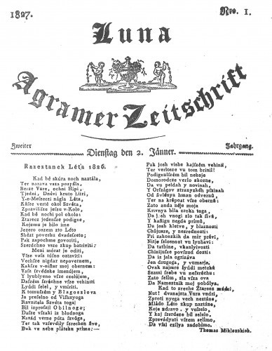 Luna Agramer Zeitschrift : 2,1(1827) / Herausgeber und Redacteurs F. S. Stauduar und F. Rosenau.