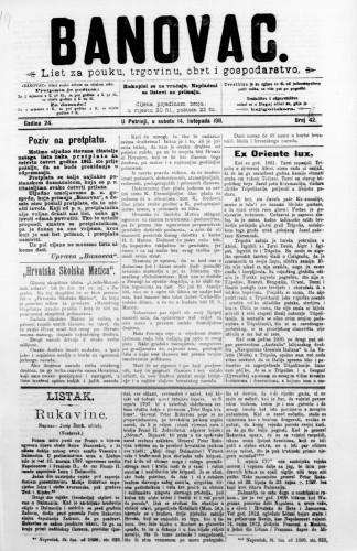 Banovac  : list za pouku, trgovinu, obrt i gospodarstvo : 24,42(1911) / odgovorni urednik Dragutin Benko.