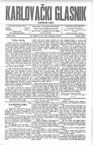 Karlovački glasnik : lokalni list : 3,30(1901) / odgovorni urednik Dragutin Hauptfeld.