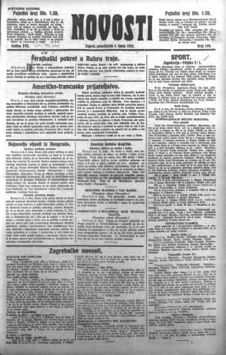 Novosti : 18,149(1923) / odgovorni urednik Lj. Z. Kara.