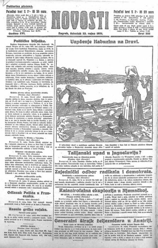 Novosti : 16,255(1921) / odgovorni urednik Lj. Z. Kara.