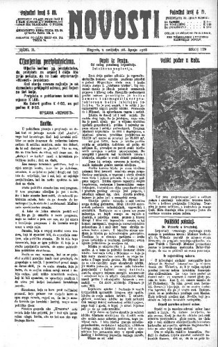 Novosti : 2,179(1908) / odgovorni urednik Mirko Dečak.