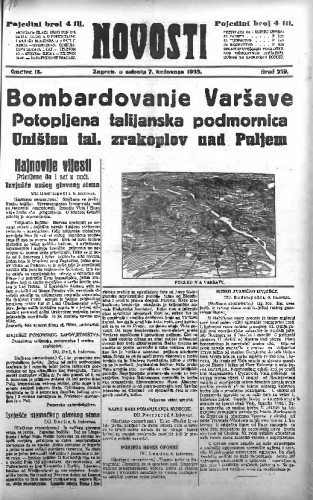 Novosti : 9,219(1915) / odgovorni urednik Mile Maravić.