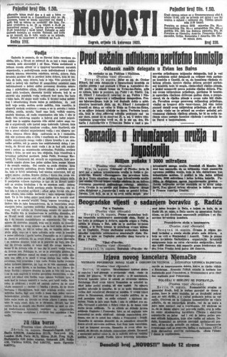 Novosti : 18,220(1923) / odgovorni urednik Lj. Z. Kara.