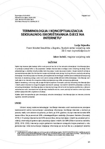 Terminologija i konceptualizacija seksualnog iskorištavanja djece na internetu / Lucija Vejmelka, Jakov Jurinić.