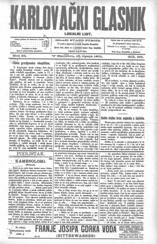 Karlovački glasnik : lokalni list : 3,24(1901) / odgovorni urednik Dragutin Hauptfeld.