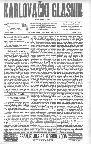 Karlovački glasnik : lokalni list : 3,13(1901) / odgovorni urednik Dragutin Hauptfeld.