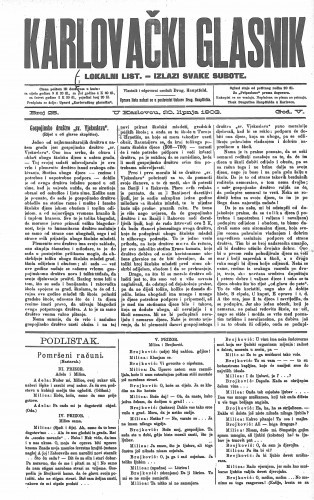 Karlovački glasnik : lokalni list : 5,25(1903) / odgovorni urednik Drag. Hauptfeld.