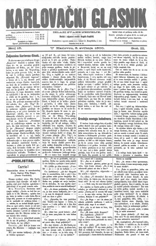 Karlovački glasnik : 2,19(1900) / odgovorni urednik Dragutin Hauptfeld.