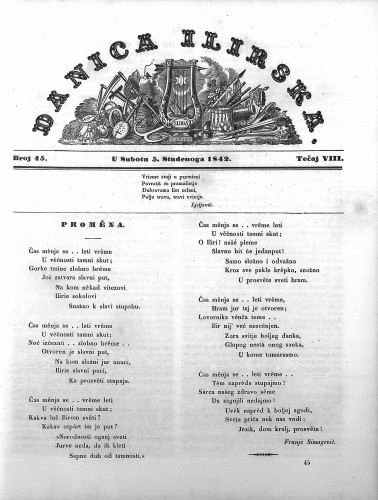 Danica ilirska : 8,45(1842) / učrednik Ljudevit Gaj.