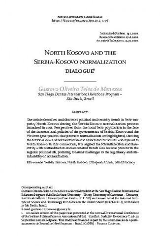 North Kosovo and the Serbia-Kosovo normalization dialogue / Gustavo Oliveira Teles de Menezes.