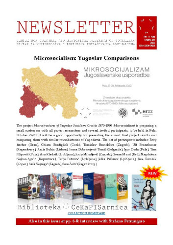 Newsletter : 71(2022)   / Centre for Cultural and Historical Research of Socialism = Centar za kultorološka i povijesna istraživanja socijalizma ; editors Igor Duda, Anita Buhin.
