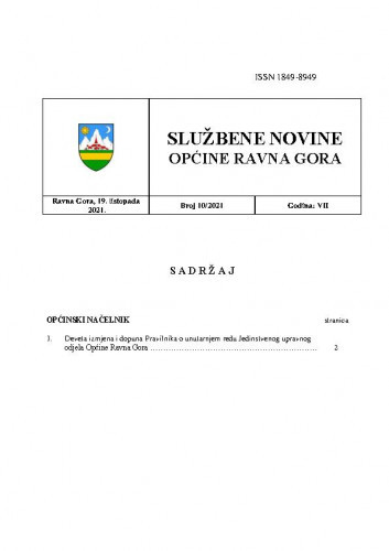 Službene novine Općine Ravna Gora : službeno glasilo Općine Ravna Gora : 7,10(2021) / glavni urednik Mišel Šćuka.
