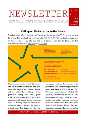 Newsletter : 98(2024) / Centre for Cultural and Historical Research of Socialism = Centar za kultorološka i povijesna istraživanja socijalizma ; editors Igor Duda, Anita Buhin.