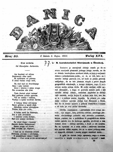 Danica : 16,35(1853)  / učrednik Ljudevit Gaj.