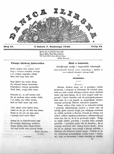 Danica ilirska : 6,45(1840) / učrednik Ljudevit Gaj.