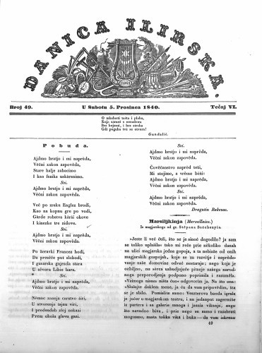 Danica ilirska : 6,49(1840) / učrednik Ljudevit Gaj.