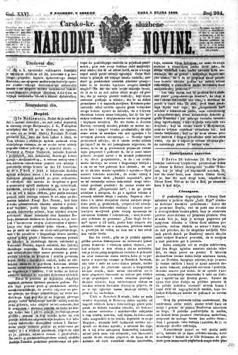Carsko-kr. službene narodne novine : 26,204(1860)  / odgovorni učrednik Dr. Demeter.