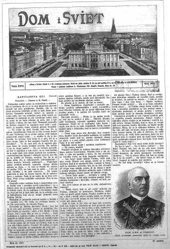 Dom i sviet   : ilustrovani list za zabavu, pouku i viesti dnevnih dogadjaja, javnom i društvenom životu, umjetnosti i znanosti, trgovini, obrtu, glazbi i kazalištu : 26,22(1913)  / urednik Stjepan Kugli.