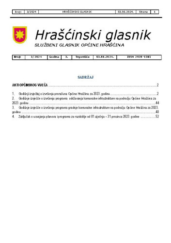 Hrašćinski glasnik  : službeni glasnik Općine Hrašćina : 3,3(2024) / odgovorni urednik Ivana Čavec.