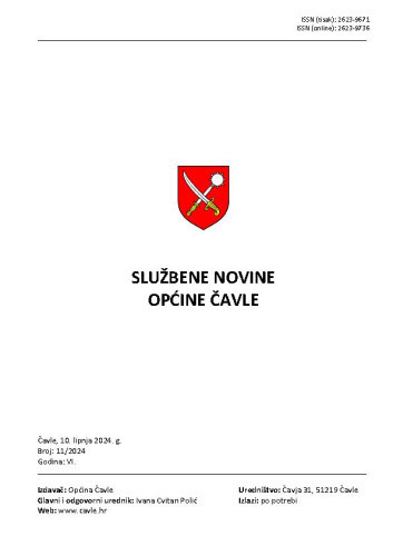Službene novine Općine Čavle : 6,11(2024)  / glavni i odgovorni urednik Ivana Cvitan Polić.