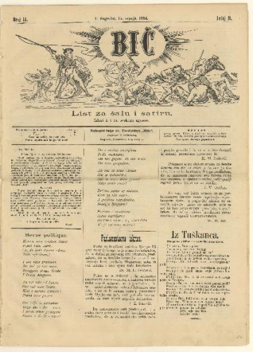 Bič   : list za šalu i satiru : 2, 14(1884)  / [odgovorni urednik Gavro Grünhut].