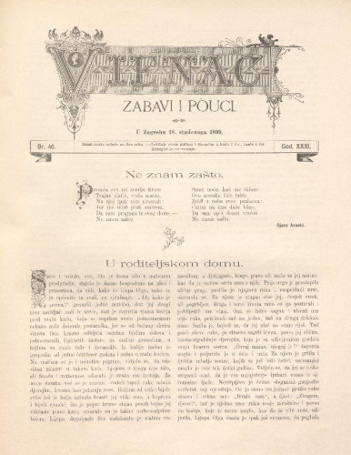 Vienac : zabavi i pouci. : 31,46(1899) / uredjuje Jovan Hranilović.
