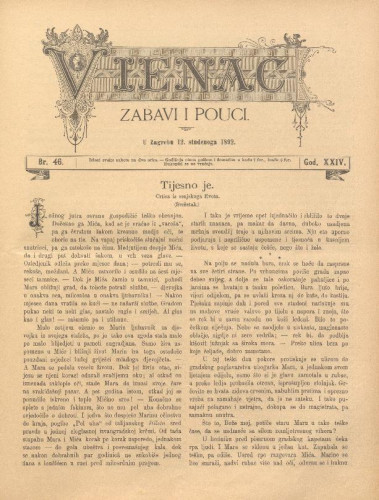 Vienac : zabavi i pouci. : 24,46(1892) / uredjuju V. Klaić i M. Maravić.