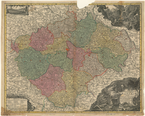 Mappa geographica totius regni Bohemiae in XII circulos divisae annexis Comitatu Glacensi et districtu Egerano...  / elaborata sumptibus Tobiae Conradi Lotter